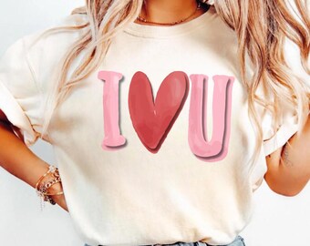 I Heart U T-Shirt, Valentine's Day Gift, Organic Cotton Tee