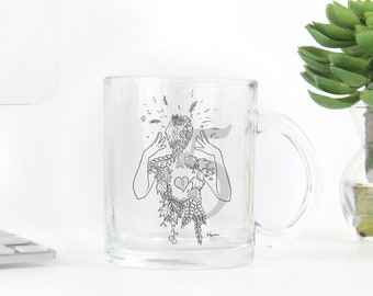 Enneagram 5 Glass Mug, Personality Mug, The Investigator, glass drinkware