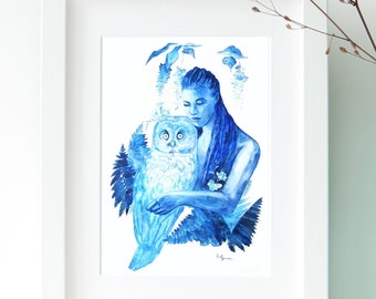 Melancholic Personality Print, The Owl, fine art print, giclee reproduction