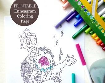 Type 2 coloring page, Enneagram, The Helper, adult coloring, printable