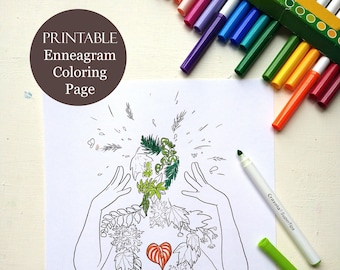 Type 5 coloring page, Enneagram, The Investigator, adult coloring, printable