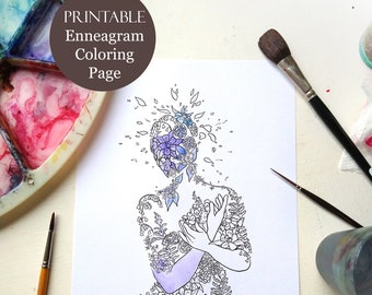 Type 6 coloring page, Enneagram, The Loyalist, adult coloring, printable