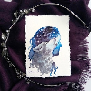 Wolf Silhouette painting, custom silhouette, watercolor portrait, landscape painting, child portrait, cameo silhouette
