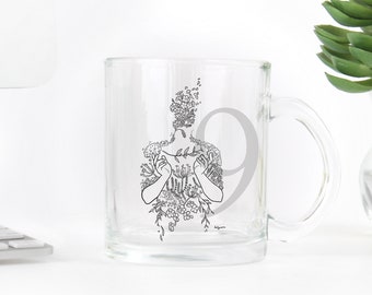 Enneagram 9 Glass Mug, Personality Mug, The PeaceMaker, drinkware