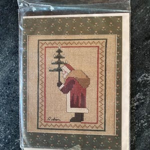 Gráfico de Ponto Cruz do Papai Noel Antigo | 1986 Robin Rowe Graphique Greetings GG192 MPR Associates Gráfico e Cartão de Boas-Vindas Vintage Fora de Catálogo