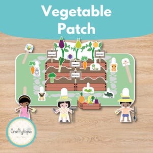 Vegetable Patch Puppets | Garden Scene Printable | Kids Storytelling Activity | Pretend Play Set | Homeschool PDF | Instant Download