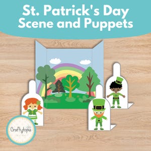 Dockpyssel med dockor till St. Patrick's Day | Utskrivbar regnbågsscen (digital nedladdning)