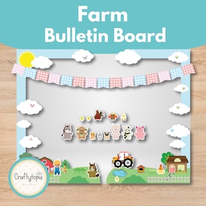 Farm Bulletin Board | Printable Farm Animal Wall Decor | Classroom Display Kit | Barnyard Party Decorations | Preschool Farm Theme