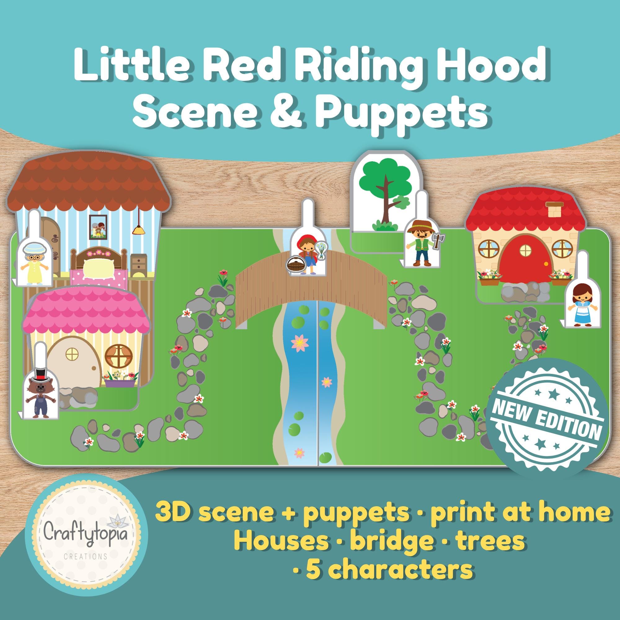 42 Unique Fairy Tale Crafts for Kids Perfect for Craft Time 7 Little Red Riding Hood Story Puppets Printable Fairy Tale Set…