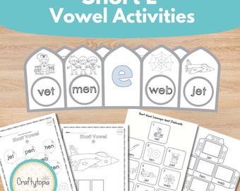 Short E Sound Worksheets Printable | CVC Phonics Activity for Kids | Kindergarten Grade 1
