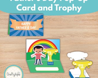 Carte pop-up fête des pères à imprimer | Cadeau artisanal pour enfants pour papa | Préscolaire Maternelle