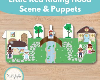 Verhaalpoppen Roodkapje | Afdrukbare sprookjesset (digitale download)