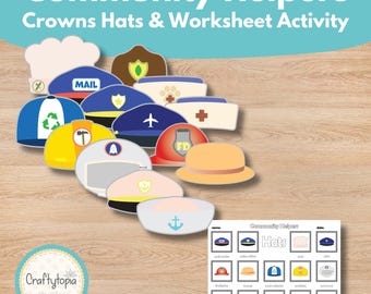 Community Helpers Crowns Printable | Career Day Hats for Kids | Preschool Kindergarten