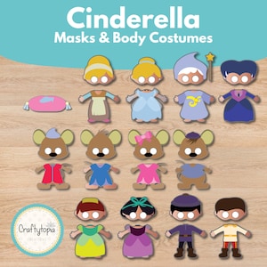 Cinderella Masks and Body Costumes Printable | Fairy Tale Storytelling Homeschool Activity for Kids | Preschool, Kindergarten to Grade 2