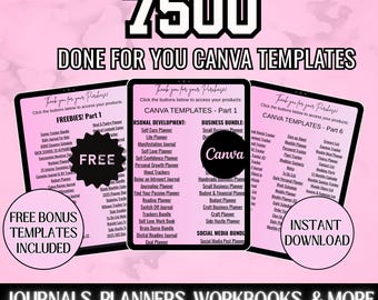 7500+ PLR MRR Digital Product Canva Templates Bundle | 2025 2026 Printable Planners Journals Trackers | Resell Rights | DFY Business Kit
