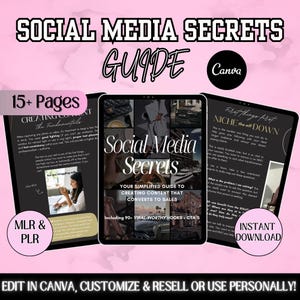 Social Media Secrets Editable Branding Digital Guide I Social Media Growth Strategy, dfy PLR MRR, Digital Marketing, Content Creation Guide