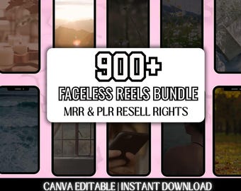 900+ Faceless Reels Bundle, Canva Editable, MRR & PLR Faceless Content, Instagram Reels Templates