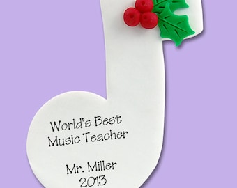 MUSIC NOTE Personalized Christmas Ornament Hand Made POLYMER Clay