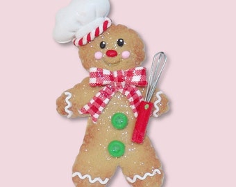 Gingerbread Clay Figure HANDMADE POLYMER CLAY Christmas Ornament