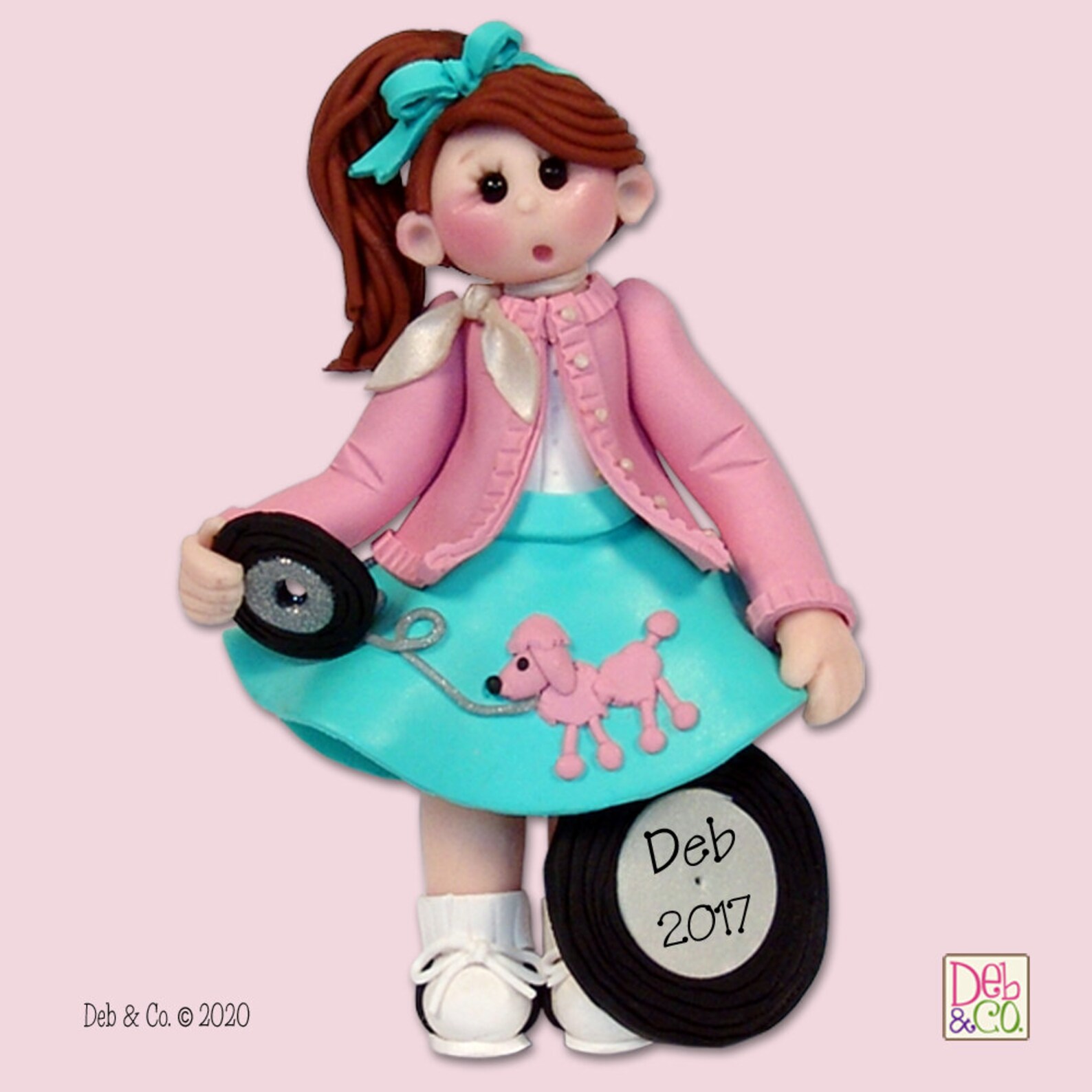 50's Girl in Poodle Skirt Handmade Polymer Clay Etsy