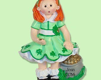 ST PATRICK'S DAY Irish Girl Resin Personalized Christmas Ornament