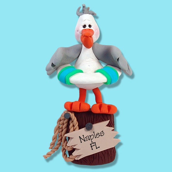 Paco PELICAN HANDMADE POLYMER Clay Personalized Christmas Ornament