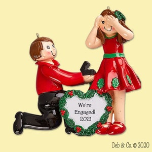 Proposal / Engagement Couple Personalized Christmas Ornament- Engaged - Marry Me