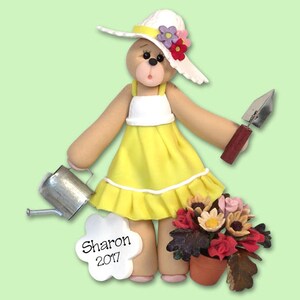Personalized Christmas Ornaments - GARDENER Ornament - Bear Handmade Polymer Clay Personalized Ornament  - Custom Ornaments