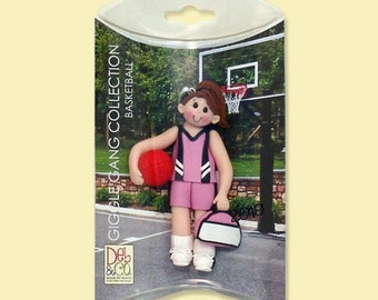 Personalized Girl Basketball Ornament, HANDMADE Polymer Clay in Custom Gift Box