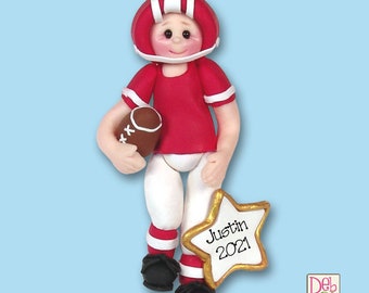 Personalized Football Player Ornament Handmade Polymer Clay Christmas Ornament