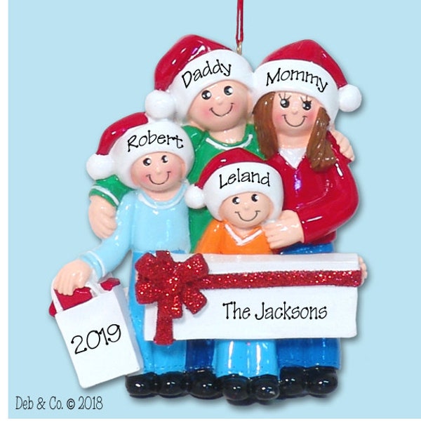 4 People Personalized Family Ornament Christmas Ornament - 4 People Family Personalized Christmas Ornament