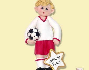 Soccer Personalized Christmas Ornament- Blonde - Soccer Player Ornament - Handmade Polymer Clay - Custom Ornament