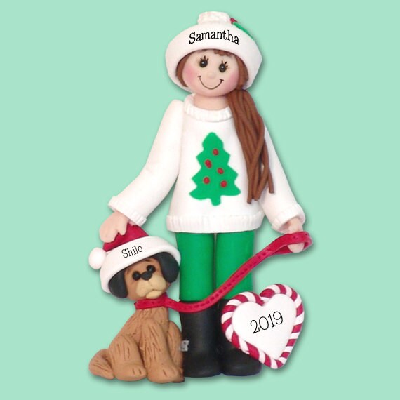 girl and dog ornament