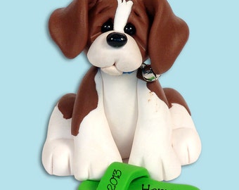 BEAGLE Personalized Dog Christmas Ornament HANDMADE Polymer Clay