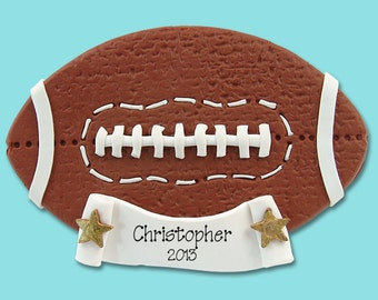 Football Personalized Christmas Ornament - Handmade Polymer Clay