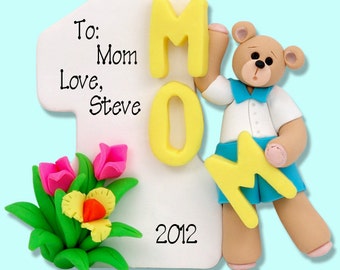 Personalized Number 1 MOM - Mother's Day Personalized Ornament Handmade Polymer Clay