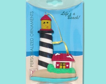 Larry LIGHTHOUSE HANDMADE POLYMER Clay Personalized Christmas Ornament
