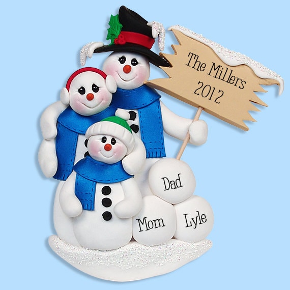 Snowman Family of HANDMADE POLYMER CLAY Personalized Christmas