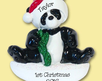 Personalized 1st Christmas Ornament Panda Bear Child's Christmas - First Christmas OrnamentOrnament