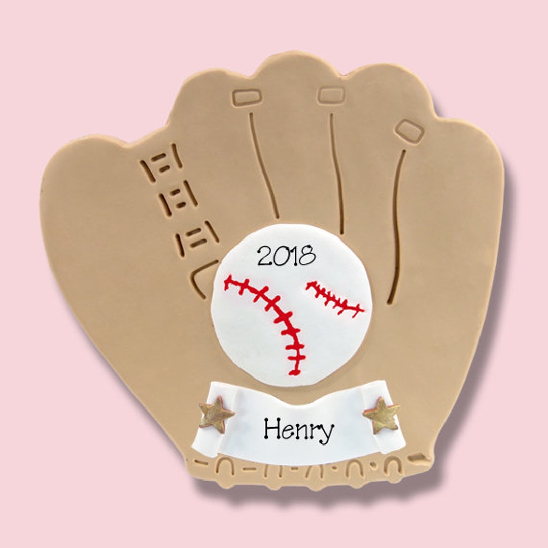 Baseball Glove Personalized Christmas Ornament, Handmade POLYMER CLAY, Baseball Ornaments