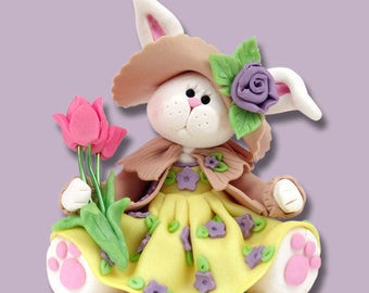Personalized Belly Bunny Girl Figurine Ornament Handmade Polymer Clay