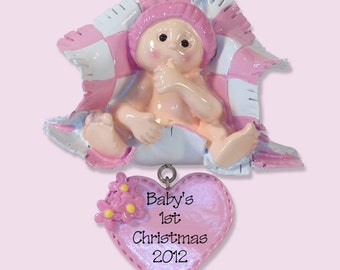 Baby's First Christmas - GIRL - Personalized Ornament  - RESIN Ornament