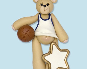 Personalized Basketball Ornament, Belly Bear, Basketball Ornaments Personalized, HANDMADE POLYMER CLAY Personalized Christmas Ornament