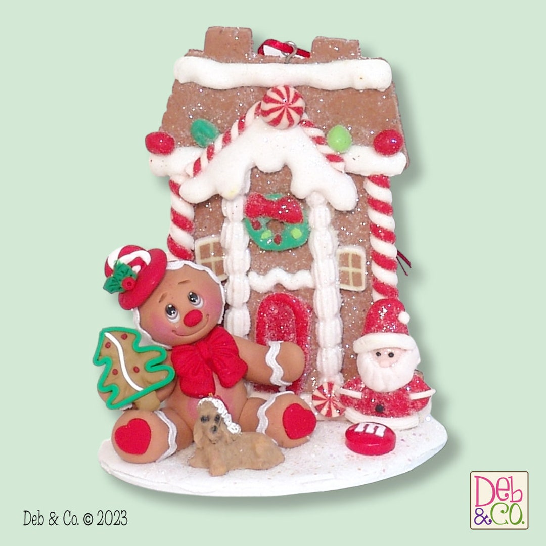 Gingerbread Clay Figure With Gingerbread House HANDMADE POLYMER CLAY ...