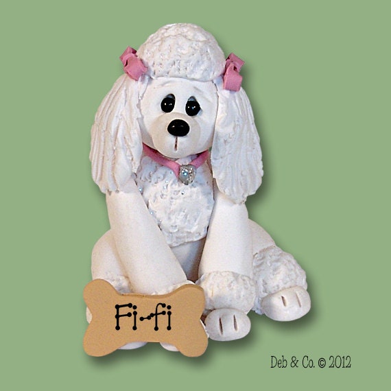 Christmas Ornament White Poodle Poodle Ornament Polymer Clay