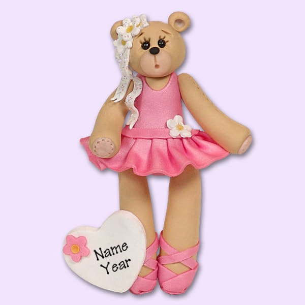 PERSONALIZED BALLERINA Ornament - Belly Bear HANDMADE Polymer Clay Ornaments - Ballet Ornament