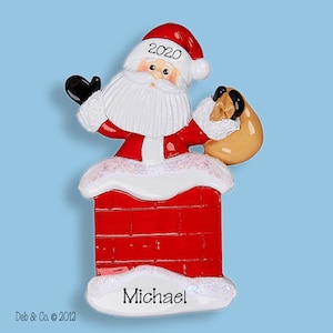 SANTA CLAUSE in Chimney Personalized Christmas Ornaments, Custom Ornaments