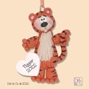 Tiger HANDMADE Polymer Clay Personalized Christmas Ornament - Limited Edition
