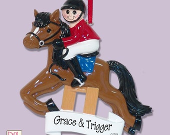 Equestrian Personalized Horse Ornament with Jockey Personalized Christmas Ornament - Race Horse