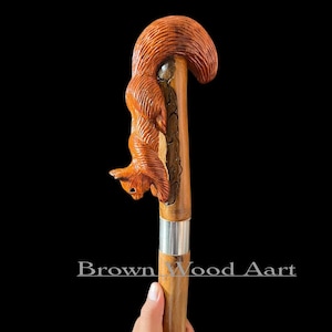 Wooden running fox handle walking stick handmade carving wooden walking cane animal hand carved comfortable use for men women Halloween H6